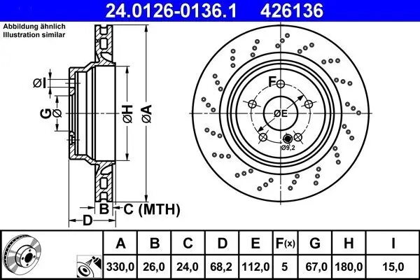 Bremsscheibe ATE 24.0126-0136.1