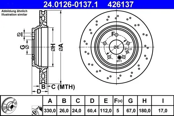 Bremsscheibe ATE 24.0126-0137.1