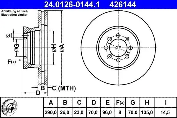 Bremsscheibe Vorderachse ATE 24.0126-0144.1