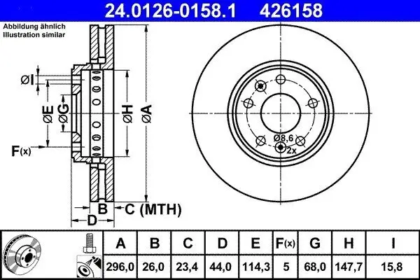 Bremsscheibe Vorderachse ATE 24.0126-0158.1