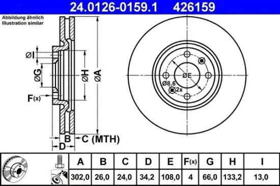 Bremsscheibe ATE 24.0126-0159.1 Bild Bremsscheibe ATE 24.0126-0159.1