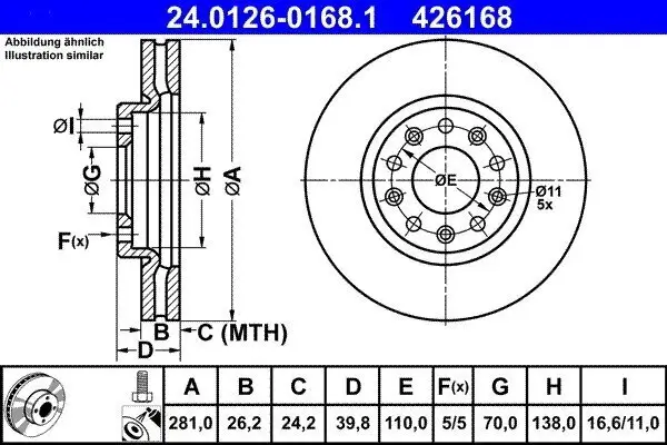 Bremsscheibe ATE 24.0126-0168.1