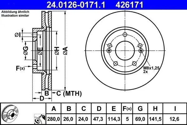 Bremsscheibe ATE 24.0126-0171.1