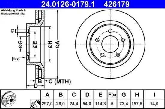 Bremsscheibe Vorderachse ATE 24.0126-0179.1 Bild Bremsscheibe Vorderachse ATE 24.0126-0179.1