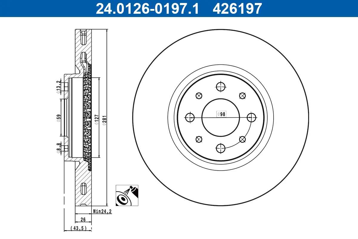 Bremsscheibe Vorderachse ATE 24.0126-0197.1