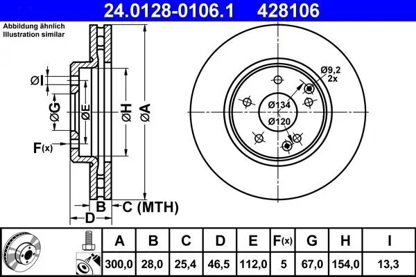 Bremsscheibe ATE 24.0128-0106.1