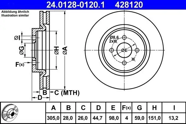 Bremsscheibe ATE 24.0128-0120.1