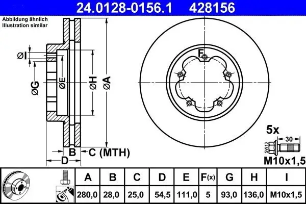 Bremsscheibe ATE 24.0128-0156.1