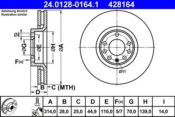 Bremsscheibe ATE 24.0128-0164.1