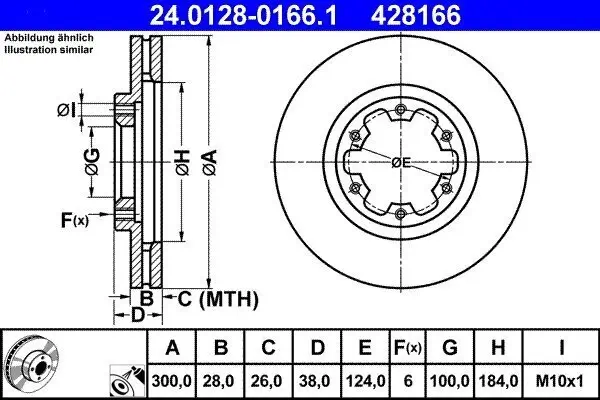 Bremsscheibe Vorderachse ATE 24.0128-0166.1