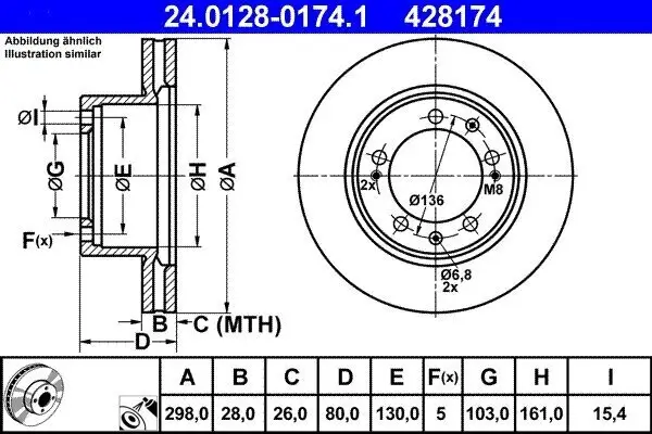 Bremsscheibe Vorderachse ATE 24.0128-0174.1