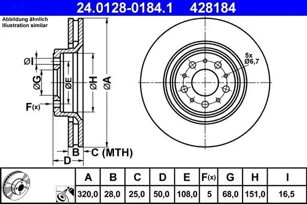 Bremsscheibe ATE 24.0128-0184.1