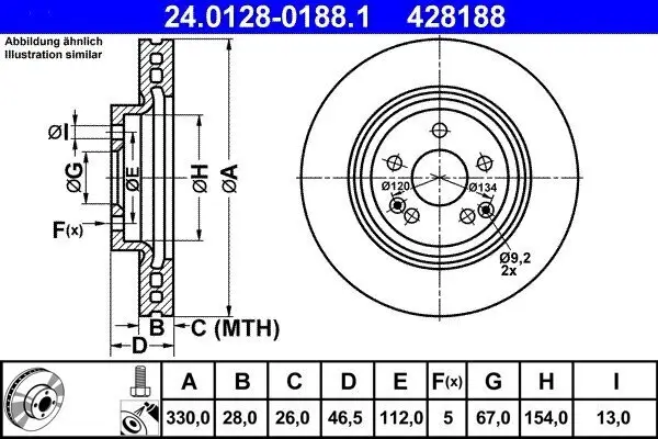 Bremsscheibe ATE 24.0128-0188.1