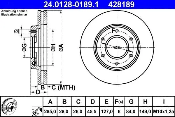Bremsscheibe Vorderachse ATE 24.0128-0189.1