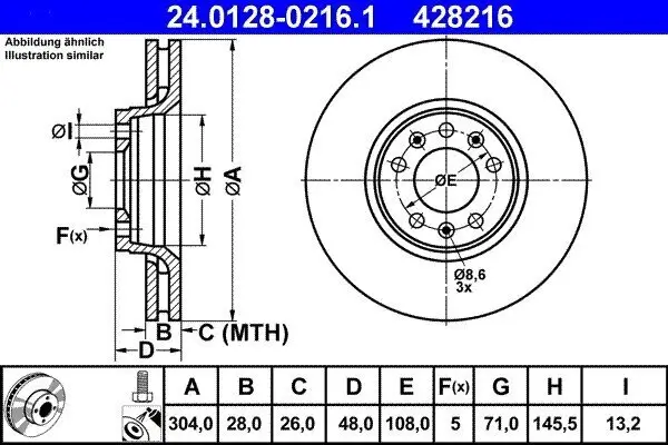 Bremsscheibe ATE 24.0128-0216.1