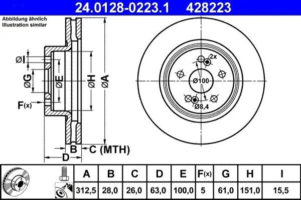 Bremsscheibe ATE 24.0128-0223.1