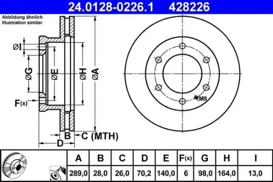 Bremsscheibe ATE 24.0128-0226.1 Bild Bremsscheibe ATE 24.0128-0226.1