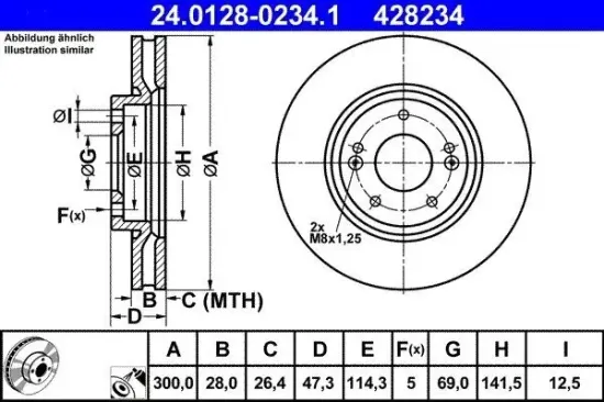 Bremsscheibe ATE 24.0128-0234.1 Bild Bremsscheibe ATE 24.0128-0234.1