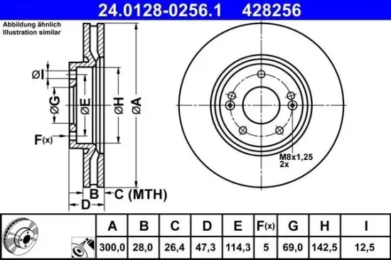 Bremsscheibe ATE 24.0128-0256.1 Bild Bremsscheibe ATE 24.0128-0256.1