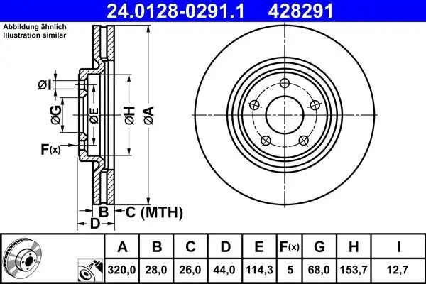 Bremsscheibe Vorderachse ATE 24.0128-0291.1