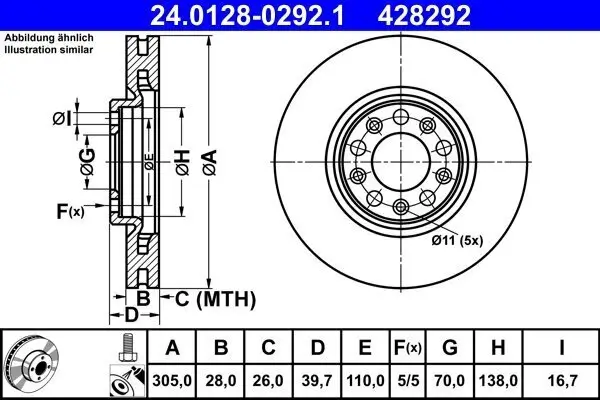 Bremsscheibe ATE 24.0128-0292.1