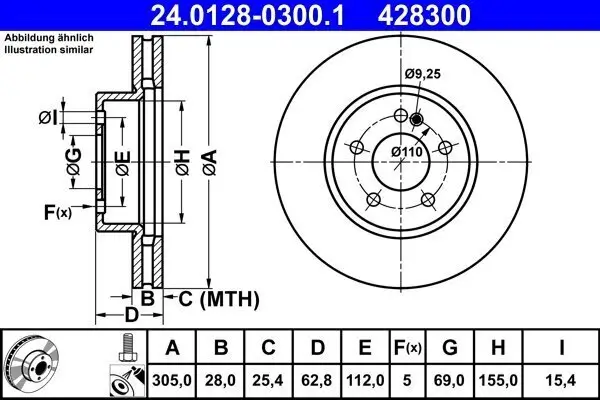 Bremsscheibe ATE 24.0128-0300.1