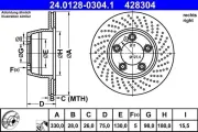 Bremsscheibe Hinterachse rechts ATE 24.0128-0304.1