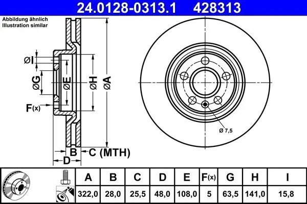 Bremsscheibe ATE 24.0128-0313.1