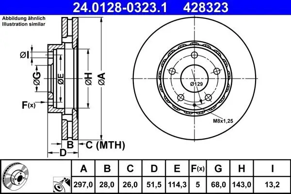 Bremsscheibe Vorderachse ATE 24.0128-0323.1