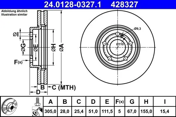 Bremsscheibe ATE 24.0128-0327.1