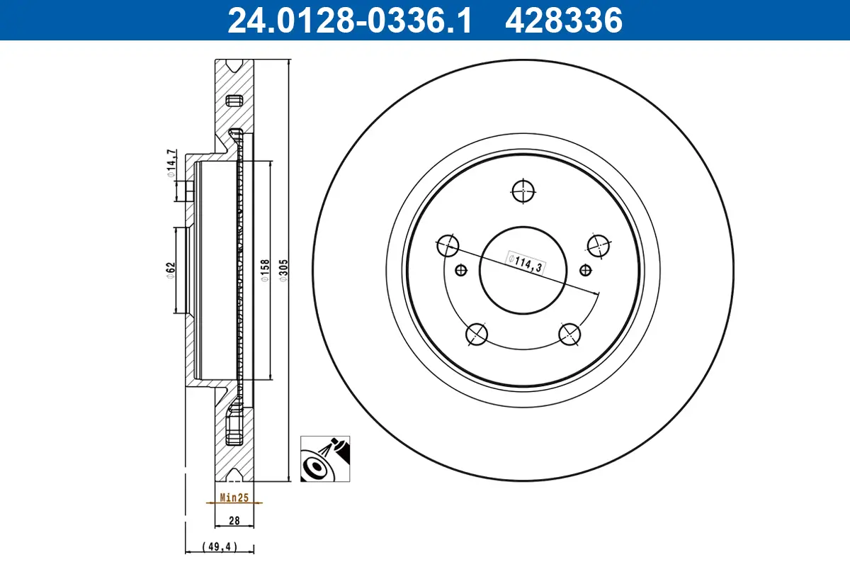 Bremsscheibe Vorderachse ATE 24.0128-0336.1
