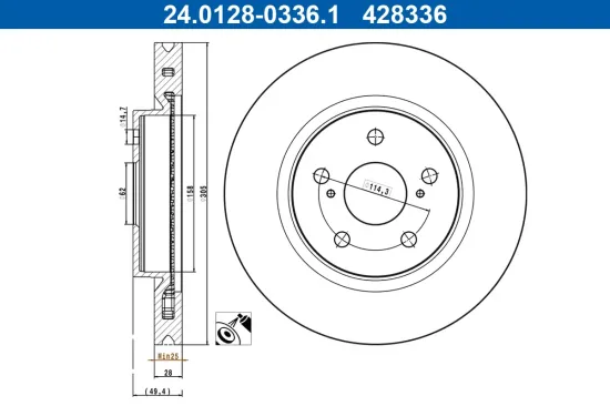 Bremsscheibe Vorderachse ATE 24.0128-0336.1 Bild Bremsscheibe Vorderachse ATE 24.0128-0336.1