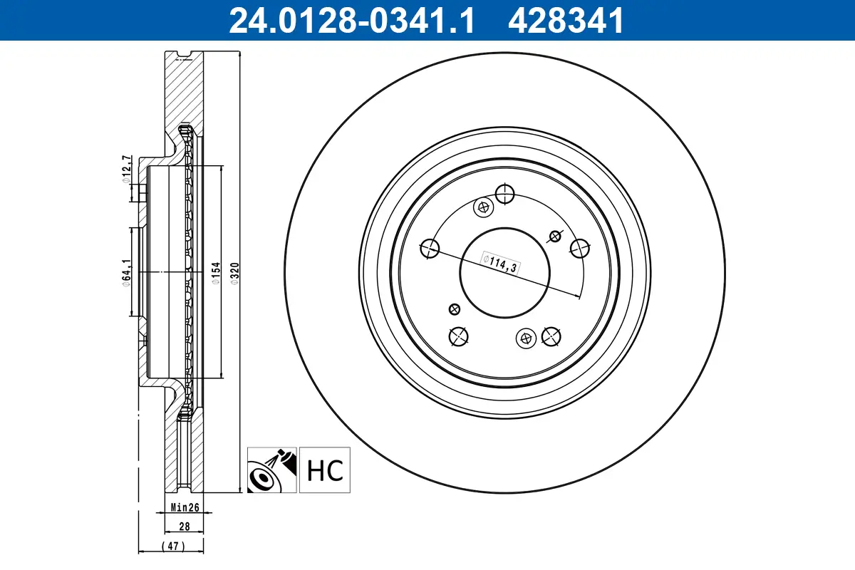 Bremsscheibe Vorderachse ATE 24.0128-0341.1