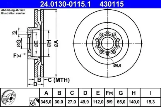 Bremsscheibe ATE 24.0130-0115.1 Bild Bremsscheibe ATE 24.0130-0115.1