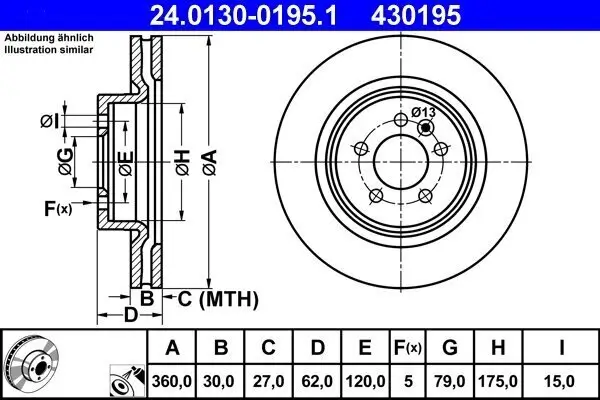 Bremsscheibe ATE 24.0130-0195.1