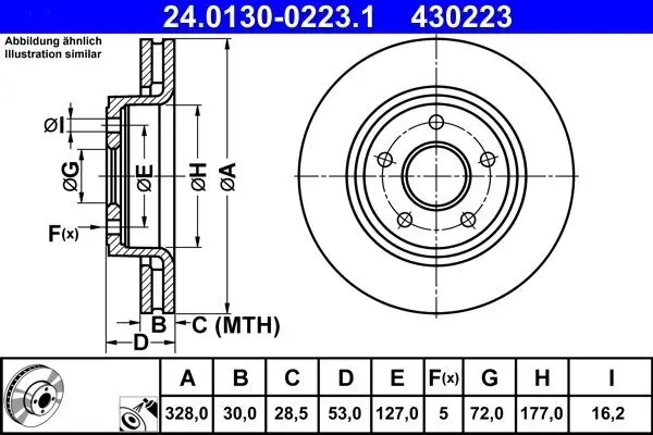 Bremsscheibe Vorderachse ATE 24.0130-0223.1