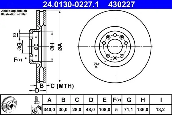 Bremsscheibe ATE 24.0130-0227.1