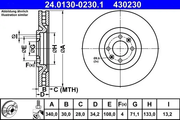 Bremsscheibe ATE 24.0130-0230.1