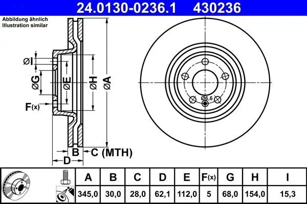 Bremsscheibe Vorderachse ATE 24.0130-0236.1