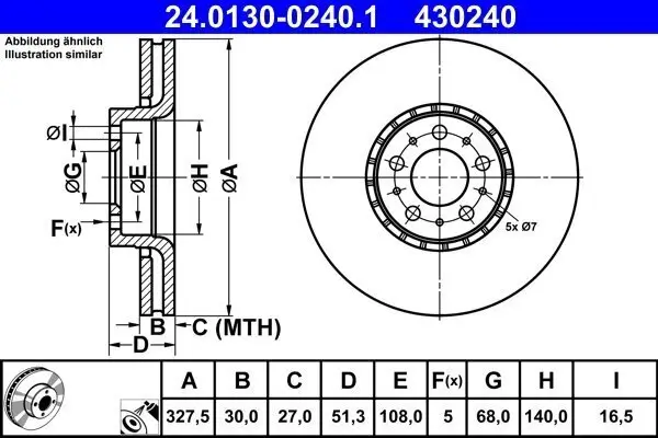 Bremsscheibe ATE 24.0130-0240.1