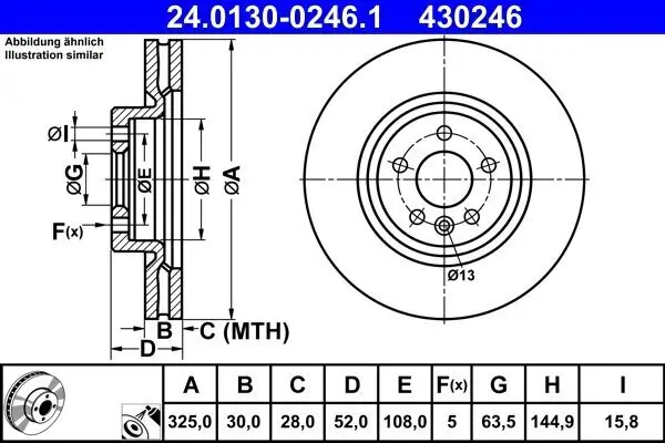 Bremsscheibe Vorderachse ATE 24.0130-0246.1
