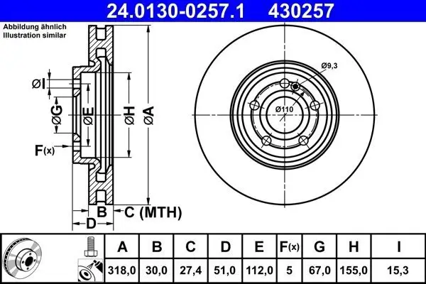 Bremsscheibe ATE 24.0130-0257.1