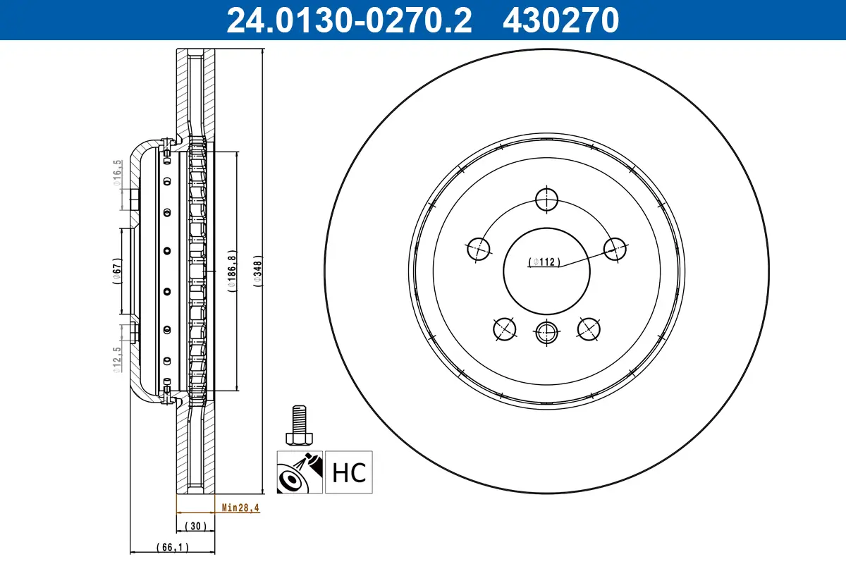 Bremsscheibe Vorderachse ATE 24.0130-0270.2