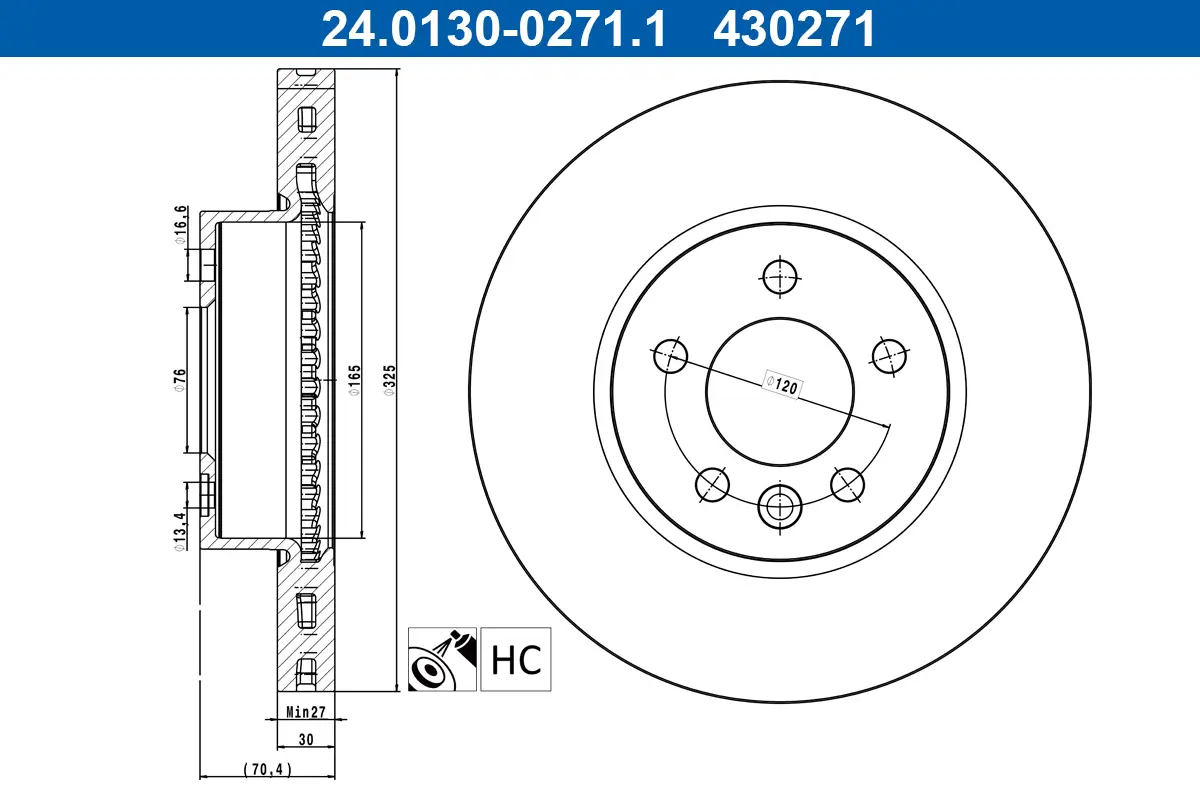 Bremsscheibe Vorderachse ATE 24.0130-0271.1