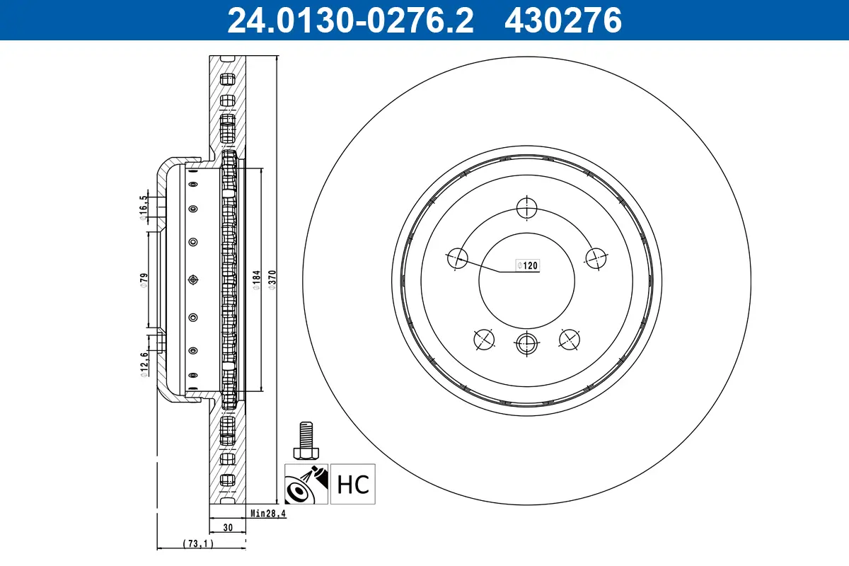 Bremsscheibe Vorderachse ATE 24.0130-0276.2