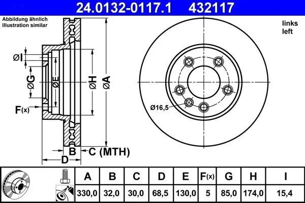 Bremsscheibe ATE 24.0132-0117.1