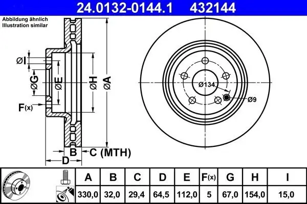 Bremsscheibe ATE 24.0132-0144.1