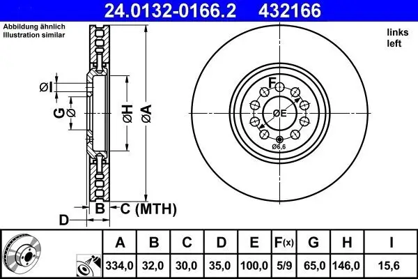 Bremsscheibe ATE 24.0132-0166.2