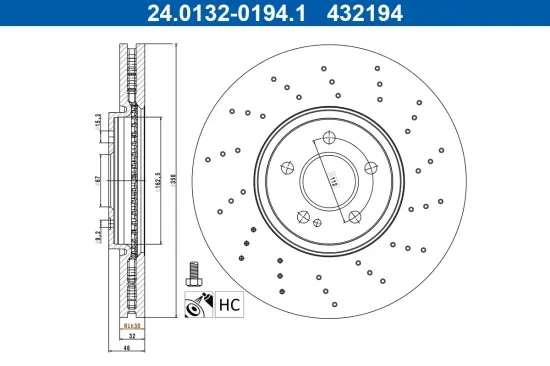 Bremsscheibe Vorderachse ATE 24.0132-0194.1 Bild Bremsscheibe Vorderachse ATE 24.0132-0194.1