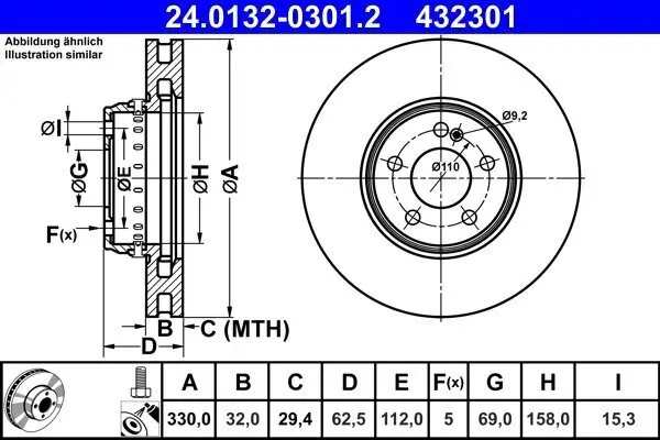 Bremsscheibe ATE 24.0132-0301.2